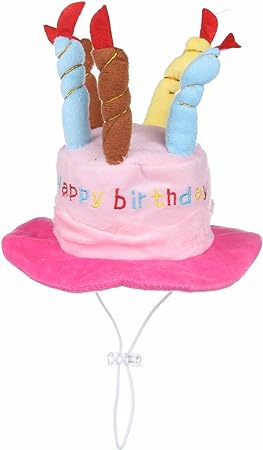 ドッグウェア ハッピーバースデー ケーキ型 お誕生日 ハット コスチューム ろうそく 帽子 犬猫用 ペッ..