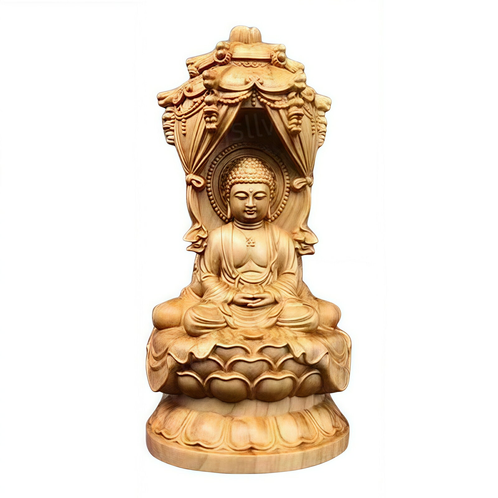 仏像 木彫 仏像彫刻 フィギュア 12cm お釈迦様 ブッダ 三面像 西方三聖塔 如来仏 座禅 蓮華座 木彫り 仏具 禅インテリア オブジェ コンパクト 父の日 母の日 誕生日プレゼント 敬老の日 置物 家庭供養 工芸品 敬老の日