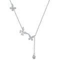ミニバタフライ 蝶 長さ調整Y字ネックレス、レディース シンプル 可愛い Silver925 シルバー CZジルコニア 小さな蝶 ショートネックレス バタフライネックレス 父の日