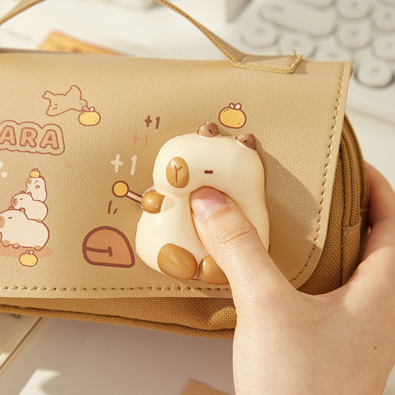 かわいいペンケース 5色 カピバラ パンダ ねこスクイーズ筆箱 ストレス解消 ポンプおもちゃにぎにぎポーチ モチモチ筆記用具 プニプニ文房具 大容量 多機能 高校生 大学生 男の子女の子 小学生 子供 入学前準備 入学祝い fivestartrust-10016153 ファイブスタートラスト サンプル画像2
