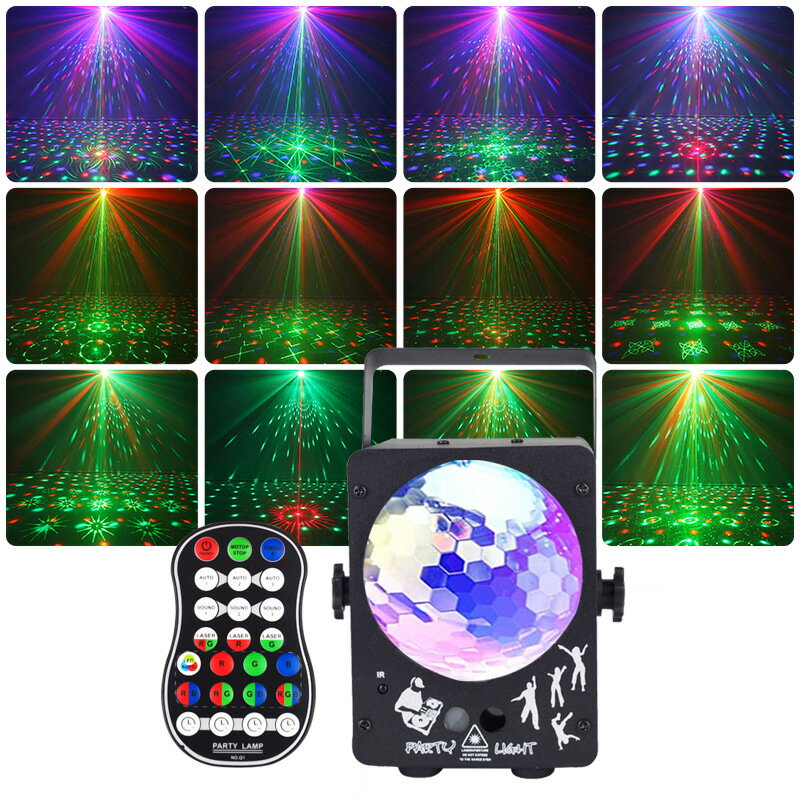ディスコライト リモコン付 USB式 ミラーボール スタンド付 自動回転 ディスコランプ LED プロジェクタ..