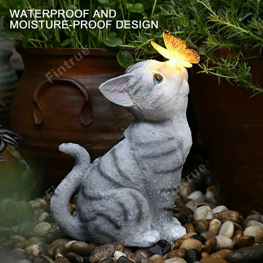 ガーデンライト 屋外 おしゃれ 猫 ネコライト 蝶ライト 飾り 動物 ソーラーライト 屋外ライト 屋外照明 防水 暖色系 太陽光発電 LEDガーデンライト 車道/玄関/階段/歩道/庭/芝生 園芸 光センサー 自動点灯/消灯 常夜灯和風 アウトドア用