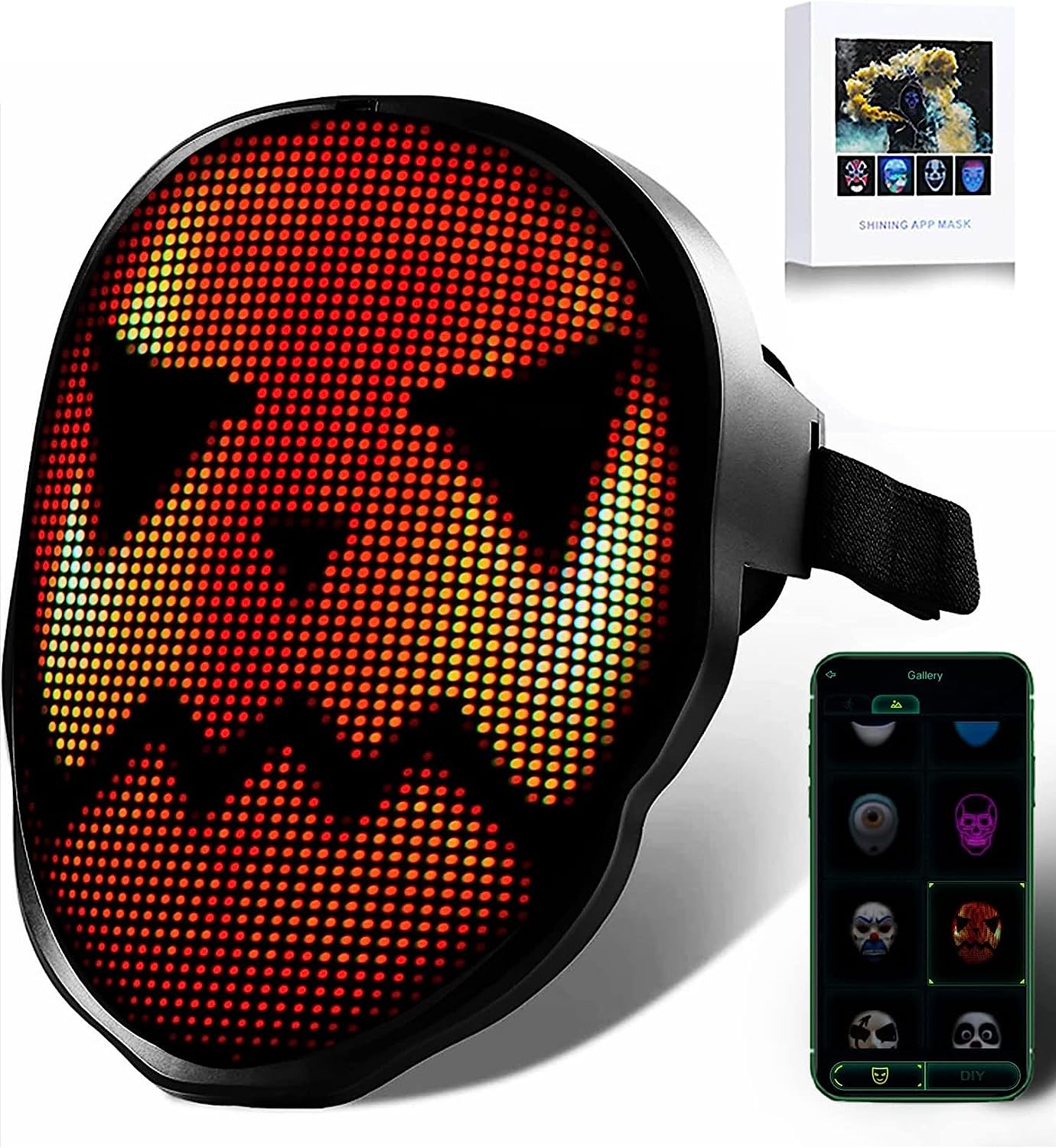 ハロウィン cosplay仮装 仮面 光るマスク LEDマスク LED仮面 フェイスカバー おもしろグッズ お化け屋敷 10ヶ国語対応 USB充電 雰囲気満点 ハロウィンパーティー道具 雰囲気作り 学園祭 スマホ簡単操作 DIY 誕生日 応援 パーティー ハロウィングッズ スポーツ観戦 人気