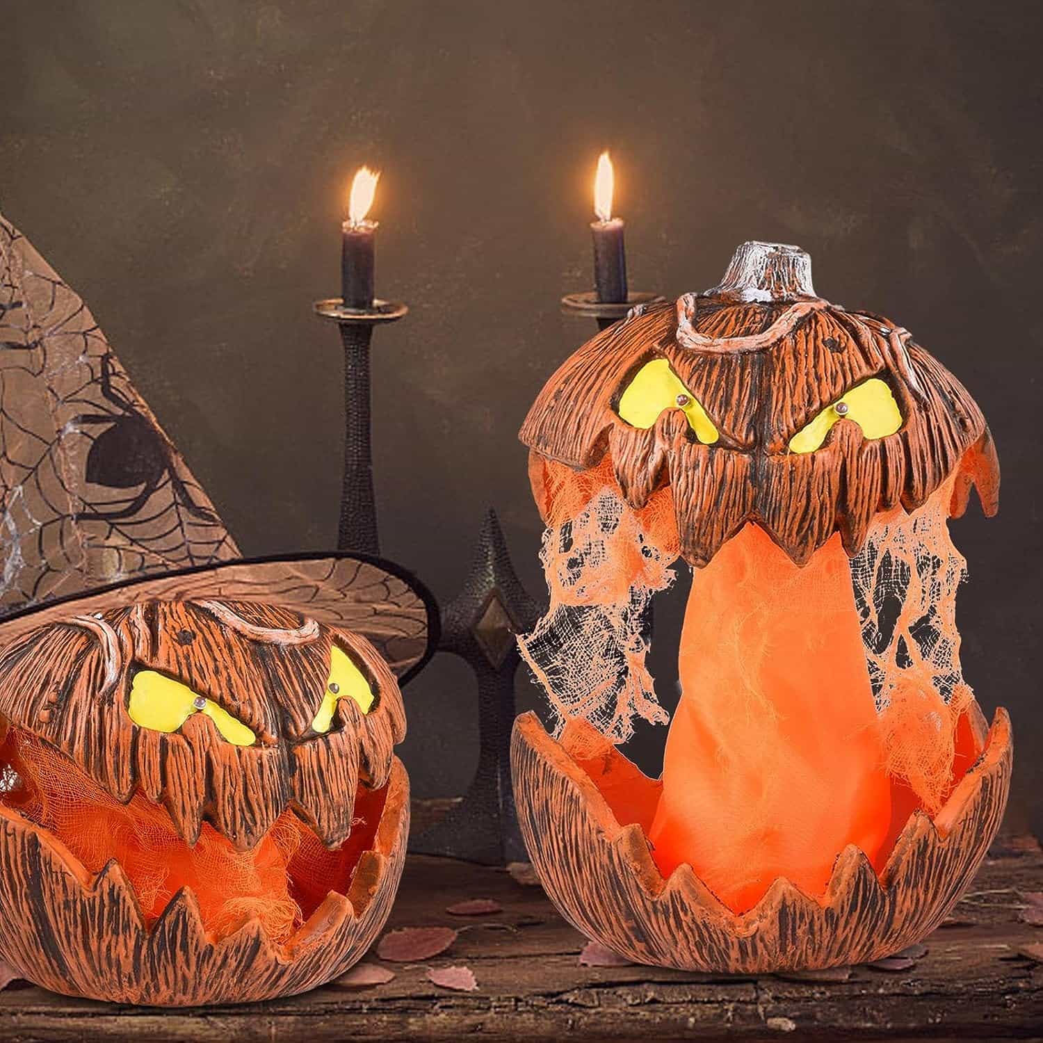 【PT10倍+10%OFFクーポン】ハロウィン カボチャ 怖い ハロウィン置物 グールド アニマトロニック ハロウィン グールド パンプキン 照明 口を開けて 不気味なサウンド ハロウィン パンプキン ライト 屋内＆屋外 怖い装飾 ヴィンテージ ハロウィン 装飾 パーティー 父の日