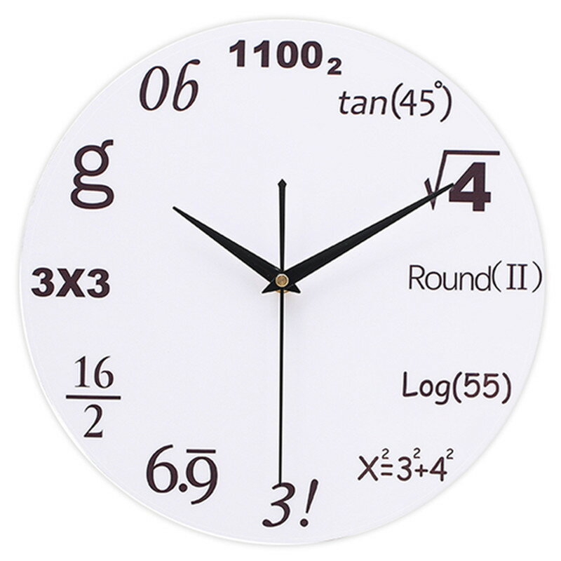 【PT10倍+10%OFFクーポン】数学壁掛け時計 12インチ ブラック サイレント カチッとしない おもしろい掛..
