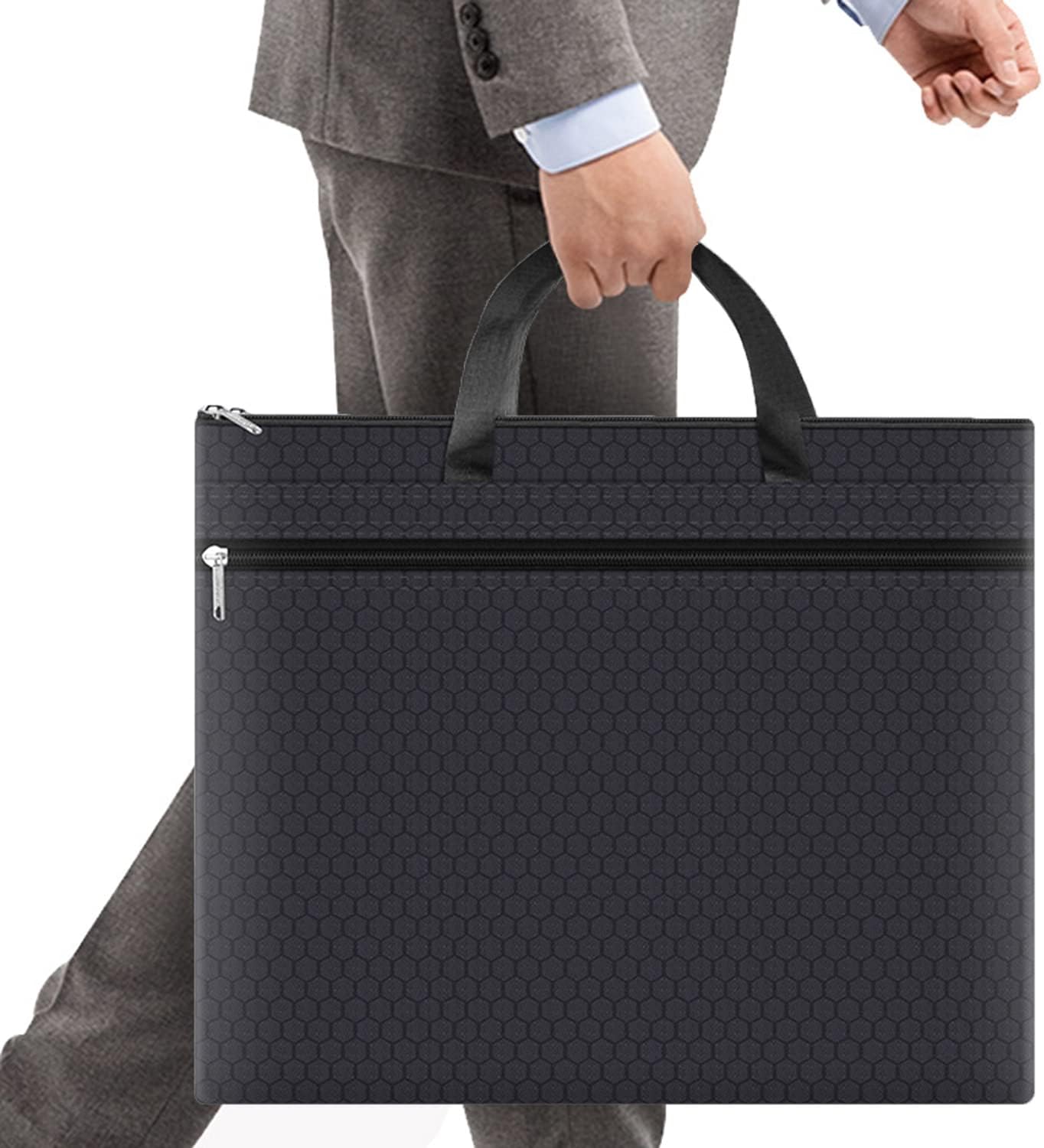 キャリングバッグ A3 図面ケース キャリングバッグ 屋外 持ち運び 雨天対応 プラスチック製 書類バッグ ビジネスバッグ 手提げファイルバッグ 2層 大容量 仕切り収納 書類かばん 丈夫 オックスフォード ファスナー式 キャリングケース 資料/ファイル/小物入れ 携帯に便利