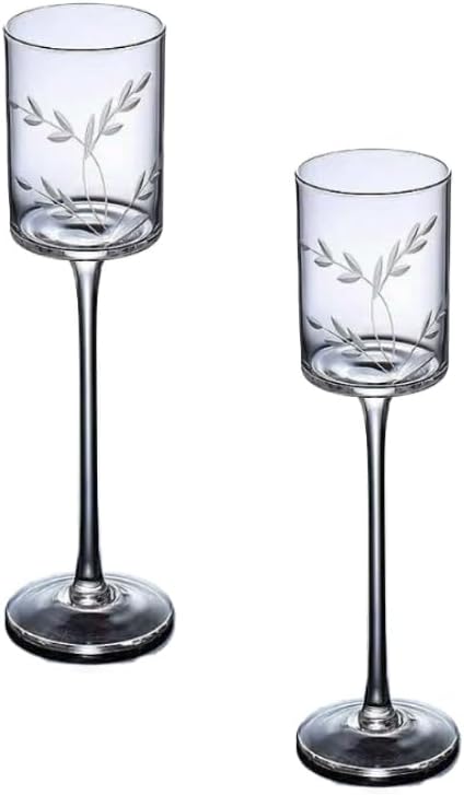 円筒形カクテルグラス 2 パック日本製手彫りゴブレットクリエイティブカクテルグラスガラスクリスタルシャンパングラス ハイフットクリスタルタワーグラスバーフルーツワイングラス