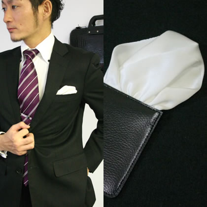 ポケットチーフ 挿すだけ 台紙 フィックスポン パッフド2【シルク】【ホワイト】fixpon 差し込み式 送別 プレゼント クリスマス お歳暮 結婚式 ブライダ...