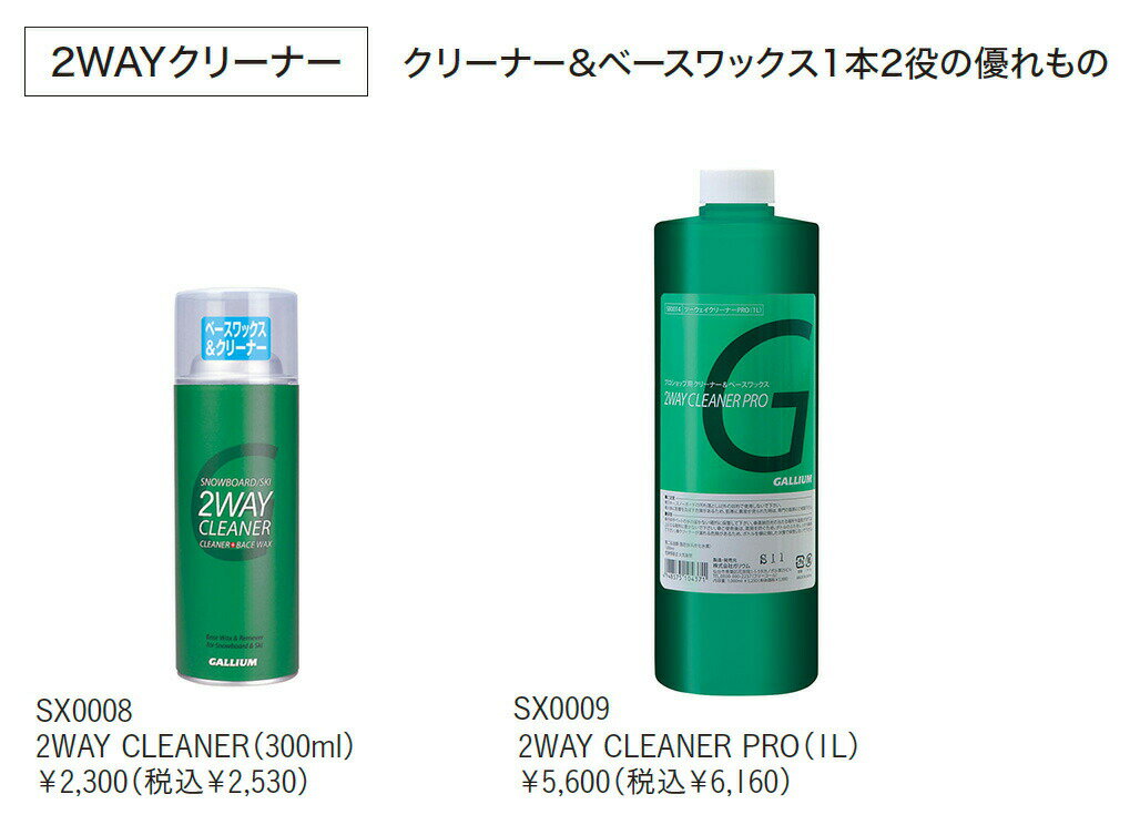 Gallium【2WAY CLEANER(300ml)】ガリウム SX0008 クリーナー＋ベースワックス スプ...