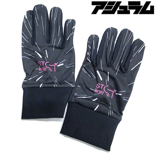 Ashram STline【POWER STRETCH GLOVES：BLACK/PINK】アシュラム　パワーストレッチグローブ　薄手　ス..