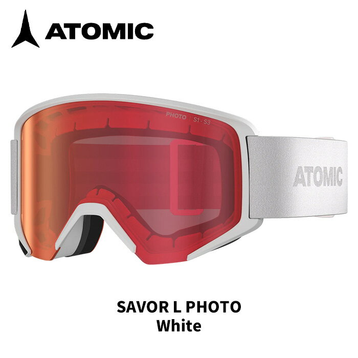 SAVOR L PHOTO White カラー: White AN5106934 アトミックサバーLフォトゴーグルは、色合いのレベルを調整することで、光のコンディションの変化に対応する超スマートなスキーゴーグルです。円筒形のダブルレンズは、コンディションが暗くなると明るくなり、太陽が出てくると暗くなり、眩しさからあなたを守ります。また、目の疲れを軽減するマルチレイヤー加工も施されています。他のサバーズ同様、クールでオーバーサイズなルックスで、周辺だけでなく上下方向にも素晴らしい視界を提供します。顔の幅が広い方や、ゆったりとした掛け心地がお好きな方に適した大きめのフレームで、顔の輪郭に合わせてフィットするライブフィットフレームにより、快適な掛け心地です。Over The Glasses対応(OTG LITE)なので、必要に応じて度付きメガネの上からでも快適にフィットします。他のAtomicゴーグルと同様、アルプスの中心にある本社で設計・開発されています。 【Technology】 ・Photochromic Lens Technology Responds to light conditions and adjusts the level of tint, helping you see better and ski better! ・Large Fit For skiers with broader faces and skiers who prefer a roomier feel. ・Live Fit Frame Instantly molds to the contours of your face creating an individual fit right out of the box. ・Over The Glasses (OTG LITE) Extra grooves on the frame for prescription eyewear, but a design that also works for all skiers. ※ご注意※ ・製造過程で細かいキズがつくことがあります。ご了承ください。 ・実店舗と在庫を共有しているため、タイミングによって完売となる場合がございます。 ・モニターの発色によって色が異なって見える場合がございます。