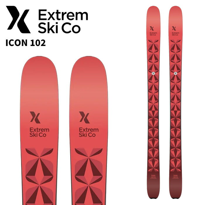 EXTREM エクストリーム スキー板 板単品 レディース 女性用 ICON 102 Lengths (cm): 167cm, 176cm アイコン 102は、スウェーデンのトップクラスの女子スキーヤーたちとのコラボレーションによって生まれたフリーライドスキーです。パウダースノーでの浮力は抜群で、スピードにも対応し、圧雪面でも軽快に滑走できます。同時に、硬い雪面でも優れたエッジグリップを発揮し、遊び心もたっぷりと備えた、まさに両方の長所を兼ね備えたスキーです。 アイコン 102は、弾力性のあるポプラ材コアに、細かく調整されたロッカー、そして綿密にバランス調整されたフレックスプロファイルを組み合わせ、安定性と遊び心を兼ね備えたスキーを実現しています。 ◆LENGTH / SIDECUT(mm) / RADIUS(m) / WEIGHT per ski(g) 167cm / 130-102-119 / 19 / 1780 176cm / 131-102-120 / 20 / 1850 ◆Factory edge tune 88/1.5° ※解放値について※ 当店での解放値設定は「10」までとなっております。予めご了承ください。 ※ご注意※ ・製造過程で細かいキズがつくことがありますが、不良品には該当いたしません。 ・実店舗と在庫を共有しているため、タイミングによって完売となる場合がございます。 ・モニターの発色によって色が異なって見える場合がございます。