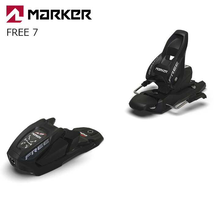 MARKER マーカー ビンディング ジュニア FREE 7（解放値 2.0-7.0） カラー : ブラック ブレーキ幅 : 95mm Free7はMARKERの幅広い用途に対応するジュニア・フリースキー・ビンディングです。95mmのブレーキが特徴で、オールマウンテン志向のジュニア・ツインチップおよびミッドファットのジュニア・スキーに対応します。このモデルは大人用とジュニア用両方のブーツ規格に対応しています。EPS、AFDグライディングプレート、クイックアジャストコンパクトヒール、バイオテックシステムを装備。 カテゴリー : オールマウンテン ブーツタイプ : A / GW A / C / GW C 適合体重 : 24 - 75 kg スタンドハイト : 22mm トウシステム : ジュニア4リンケージ AFDグライディングプレート : ジュニアアクティブAFD ヒール : コンパクトジュニア 重量(1/2ペア) : 575g 原産国 : チェコ 【スタッフコメント】 軽量に仕上げてある子供用のビンディングになります。ブーツの規格は大人用、子供用両方に対応できますが、強度、設定解放値的にジュニア専用とさせて頂きます。調整範囲はカタログデータで35mm(ヒール側のみ)となりますのでワンサイズ程度は調整可能かと思われます。 ※ビンディングの単品販売は行っておりません。 　ビンディングのみのご購入はキャンセルとなります。ご了承ください。 　スキー板と同時購入でビンディングの取り付けを行っております。 ※解放値について※ 当店での解放値設定は「10」までとなっております。予めご了承ください。 ※ご注意※ ・製造過程で細かいキズがつくことがありますが、不良品には該当いたしません。 ・実店舗と在庫を共有しているため、タイミングによって完売となる場合がございます。 ・モニターの発色によって色が異なって見える場合がございます。