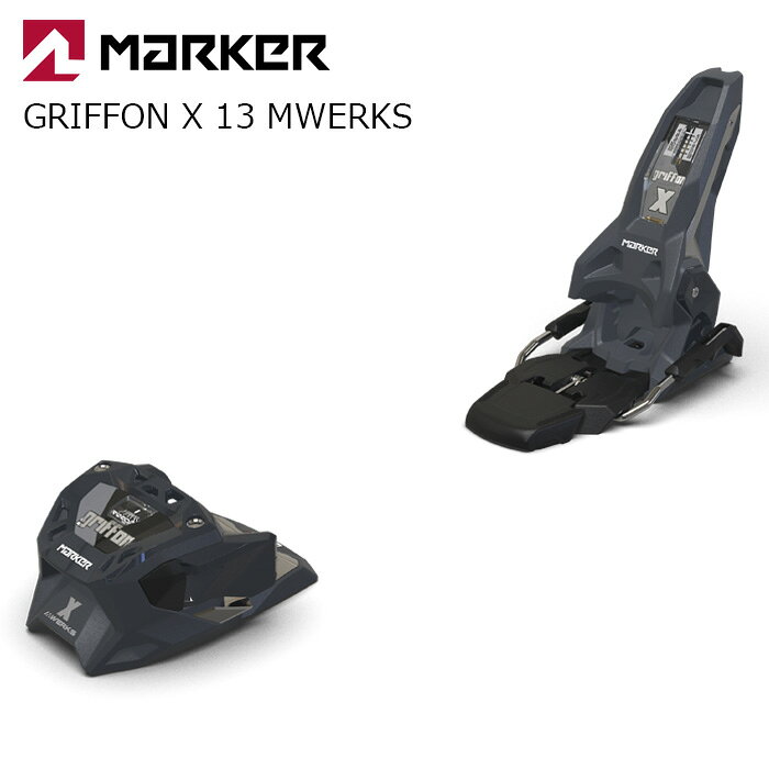 MARKER マーカー ビンディング GRIFFON X 13 MWERKS（解放値 4.0-13.0） カラー : グラファイト/ブラック ブレーキ幅 : 90mm, 105mm,120mm このパフォーマンス・フリーライド・ビンディングはウェイトが軽めのライダーにもおすすめです。DINが13までであることを除けば、兄貴分のジェスターX MWerksと同じ機能を備えています。トウのハウジングはシングルキャストで作られており、従来のグリフォンと比べて軽量でコンパクトかつ、安定性が増しました。新しく採用した合金のおかげで、アンチ・アイス・レールはこれまで以上に頑丈です。このビンディングの最も印象的な特徴は、ブレーキをヒールハウジングと一体化したことによって実現した驚くほどダイレクトなパワー伝達です。ヒールのスタンドハイトは従来の24mmから14mmと10mmも低く、トウのスタンドハイトも9mmとなりパフォーマンスの違いも印象的です。パークでもパイプでもオフピステでも、グリフォンX 13 MWerksは解放値4〜13の精密なコントロールを実現し、スキー、ビンディング、ブーツをより一体化させるのです。 カテゴリー : フリーライド ブーツタイプ : A / GW A 適合体重 : < 120 kg スタンドハイト : 14mm トウシステム : トリプルピボットエリートX AFD グライディングプレート : ステンレススチール ヒール : インターピボットX 重量(1/2ペア) : 1130g 原産国 : チェコ ※ビンディングの単品販売は行っておりません。 　ビンディングのみのご購入はキャンセルとなります。ご了承ください。 　スキー板と同時購入でビンディングの取り付けを行っております。 ※解放値について※ 当店での解放値設定は「10」までとなっております。予めご了承ください。 ※ご注意※ ・製造過程で細かいキズがつくことがありますが、不良品には該当いたしません。 ・実店舗と在庫を共有しているため、タイミングによって完売となる場合がございます。 ・モニターの発色によって色が異なって見える場合がございます。
