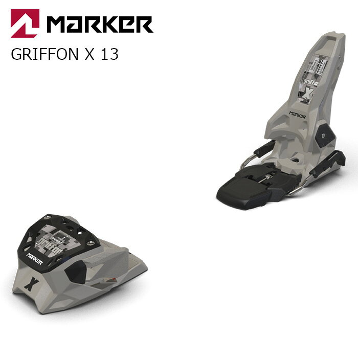 MARKER マーカー ビンディング GRIFFON X 13 （解放値 4.0-13.0） カラー : サンディ/ブラック ブレーキ幅 : 90mm, 105mm, 120mm 軽量で機敏、遊び心あふれるライディングのために設計された新型グリフォンXは、グリフォンX MWerksの弟分です。パフォーマンスを犠牲にせず最大限の楽しさを求めるスキーヤー向けに開発されました。ヒールとトウの両方にハイテクプラスチックを採用したことで、グリフォンXはさらに軽量かつレスポンス性に優れ、あらゆるシーンで自信を持ってスタイルを追求できます。コンパクトな構造が実現するタイトなターン半径は、整備されたゲレンデからバックカントリーまで、シャープで反応の良いライディングを可能にします。マーカーのフリースキービンディング史上最も低い14mmというスタンドハイトにより、フリーライド地形では滑らかなエッジフィーリングを、パーク&パイプでは最大限の楽しさを提供します。素早いエッジの切り替え、バター系のコントロール性能、そして楽なトランジションが、オールマウンテンでの創造性を引き出す頼れるビンディングです。高速カービング、ジャンプ、オフピステを問わず、グリフォンXは足元に遊び心と正確さ、軽快さを保つよう設計されています。 カテゴリー : フリーライド ブーツタイプ : A / GW A 適合体重 : < 120 kg スタンドハイト : 14mm トウシステム : トリプルピボットエリートX AFD グライディングプレート : ステンレススチール ヒール : インターピボットX 重量(1/2ペア) : 1020g 原産国 : チェコ 【スタッフコメント】 26/27シーズンよりグリフォンはリニューアルしており、実質的に3モデルとなっている感じです。 「24/25/26・GRIFFON 13」 スタンドハイトが高めで従来の乗り味に近いモデル。 「26/27・GRIFFON X 13」 スタンドハイトが低めでダイレクトな操作感。 「26/27・GRIFFON X 13 MWerks」 基本GRIFFONX 13と同じだが、一部のパーツを金属系の素材に変更し若干重くなっているものの、剛性、耐久性を上げている。 自分のスタイル、滑りに合わせてお選び頂ければと思います。 ※ビンディングの単品販売は行っておりません。 　ビンディングのみのご購入はキャンセルとなります。ご了承ください。 　スキー板と同時購入でビンディングの取り付けを行っております。 ※解放値について※ 当店での解放値設定は「10」までとなっております。予めご了承ください。 ※ご注意※ ・製造過程で細かいキズがつくことがありますが、不良品には該当いたしません。 ・実店舗と在庫を共有しているため、タイミングによって完売となる場合がございます。 ・モニターの発色によって色が異なって見える場合がございます。