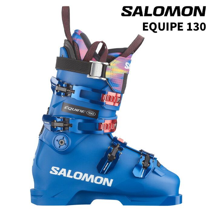 SALOMON サロモン スキーブーツ EQUIPE 130 L45428700 カラー : Race Blue/White/Equipe Red サイズ : 22.5cm, 23.5cm, 24.5cm, 25.5cm, 26.5cm, 27.5cm, 28.5cm SLとGSのテクニカル系種目に向けた純レーシングブーツ。EQUIPE 150と同じ機能を有し、フレックスを若干ソフトな130に設定したモデル。 【SPECIFICATION】 LAST(mm)：92 FLEX：130 WEIGHT(g)：2174(1/2pair)(26.5cm) 【SHELL】 Polyurethane 【LINER】 Skinfit Race | Race Footbed | 12mm Back Spoiler 【CUFF / STRAP / TIGHTENING】 Polyurethane | Backbone 2 screws | Adjustable 65mm Dual Claw | 4 Screwed Aluminium Buckles 【PADS】 Plain Chassis | Optional Race Lifters 【ADJUSTMENT】 Screwed Cuff Alignment Pivot | Laces in the box ※ご注意※ ・製造過程で細かいキズがつくことがありますが、不良品には該当いたしません。 ・実店舗と在庫を共有しているため、タイミングによって完売となる場合がございます。 ・モニターの発色によって色が異なって見える場合がございます。 ※製品保証、在庫管理について※ 当店の販売在庫は実店舗と共有しております。 展示在庫品、箱のダメージ等で商品化粧箱がご用意できない場合、商品状態の検品を行い梱包箱にて発送いたします。 当店で販売している商品は全て日本正規取扱品です。保証書の有無に関わらず、購入履歴をもとにメーカー規定の保証内容にて対応いたしますので安心してご利用ください。