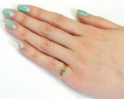 ピンキーリング エメラルド グリーンガーネット ペリドット K10YG 【送料無料】【smtb-TD】【saitama】【プレゼント/ギフト】▼