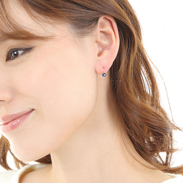 アイオライト フック ピアス K10WG 10金 10k ホワイト ゴールド 【プレゼント ギフ...