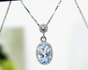 アクアマリン ネックレス K10WG 6x4mm 【プレゼント ギフト】 ▼
