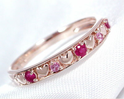 ルビー ピンクサファイア ハート リング ピンク ゴールド K10PG 10k 10金 【プレゼント ギフト】 ▼