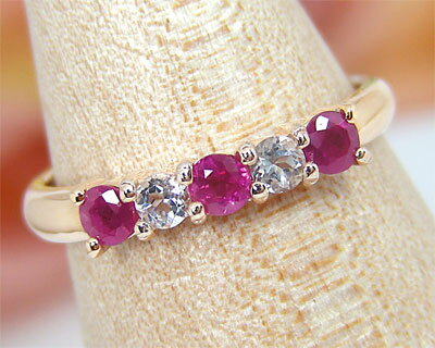 ルビー リング ホワイトトパーズ K10PG 【プレゼント ギフト】 ▼