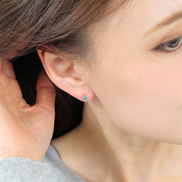 ブルートパーズ 4mm ピアス 18k K18YG イエローゴールド 【プレゼント ギフト】あす楽▼