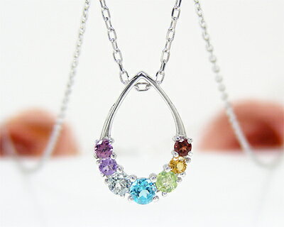 お守り アミュレット ネックレス K10WG マルチストーン 【プレゼント ギフト】 ▼のサムネイル