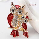 ブローチ ストールピン/キラキラレッドふくろうブローチ レディース 春 夏 秋 冬 ふくろう owl ストーン キラキラ ゴールド レッド ストールピン スカー...