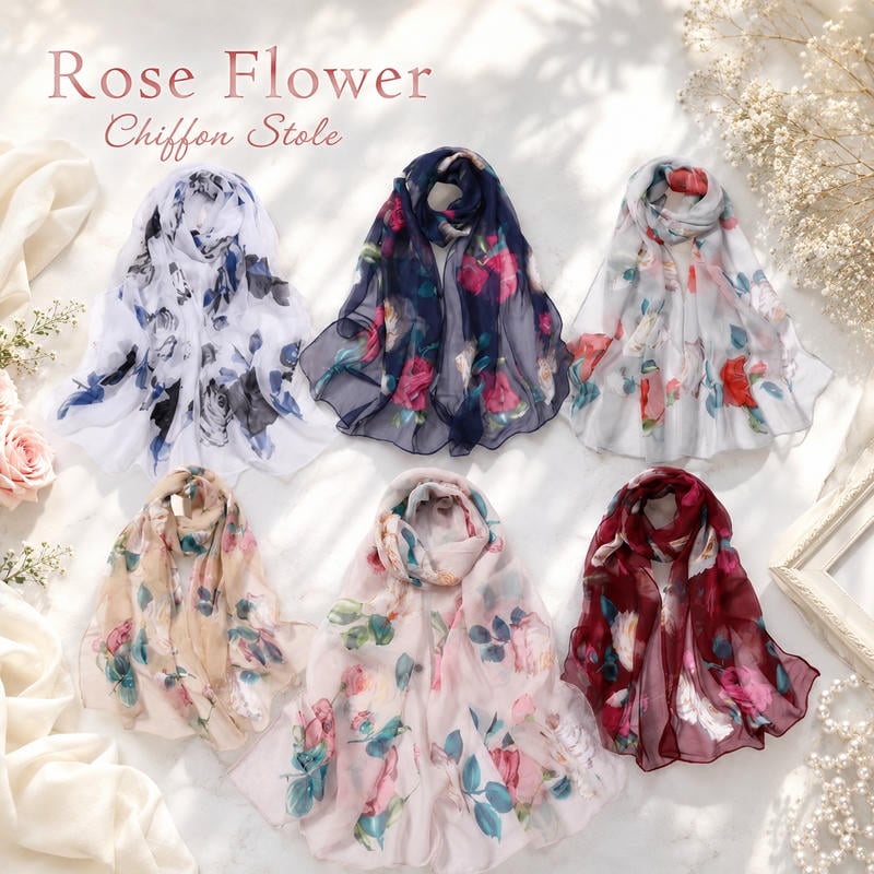 ストール/シフォンバラ柄ストール レディース 薄手 花柄 ローズ 薔薇 春 夏 春夏 夏物 ギフト ...