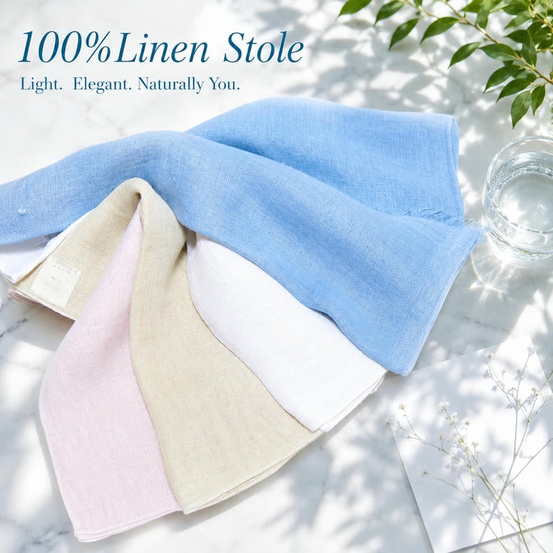 リネン ストール 麻100% レディース 春 夏 薄手 大判 UV対策 冷房対策 ナチュラル ...