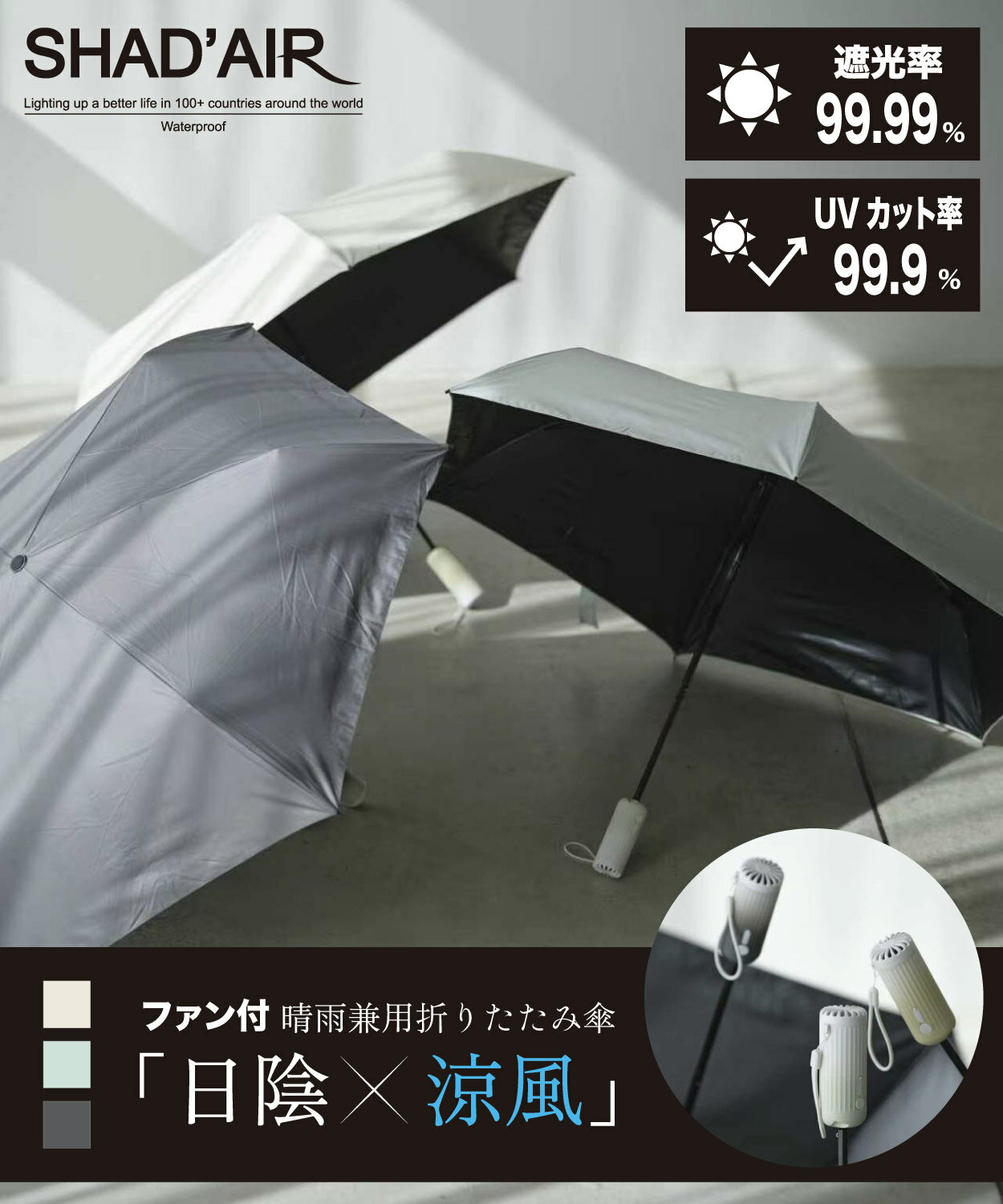 楽天市場】扇風機 日傘（タイプ（傘）折りたたみ傘）の通販