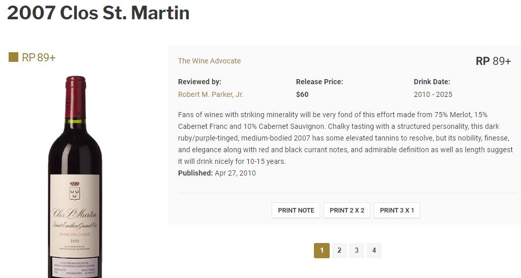 [2007] クロ・サン・マルタン [Chateau Clos Saint Martin] フランス ボルドー サンテミリオン ワイン 赤ワイン fjwc-10001390 FJワインセラー サンプル画像2