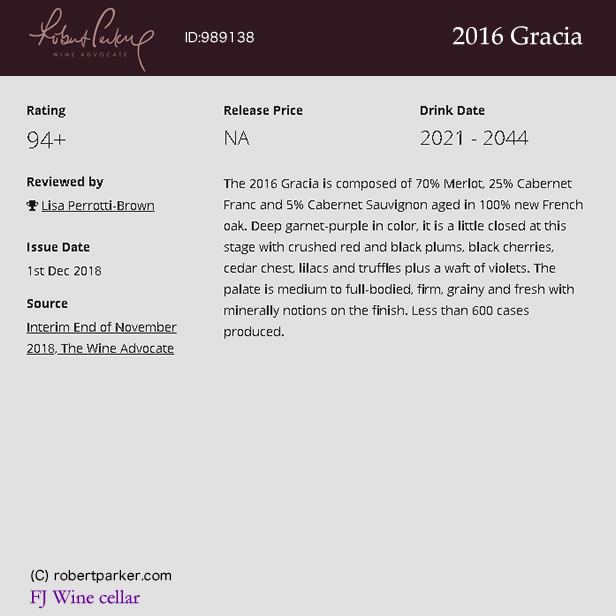 [2015] グラシア [Chateau Gracia] ( フランス ボルドー サンテミリオン ) ワイン 赤ワイン fjwc-10000821 FJワインセラー サンプル画像2