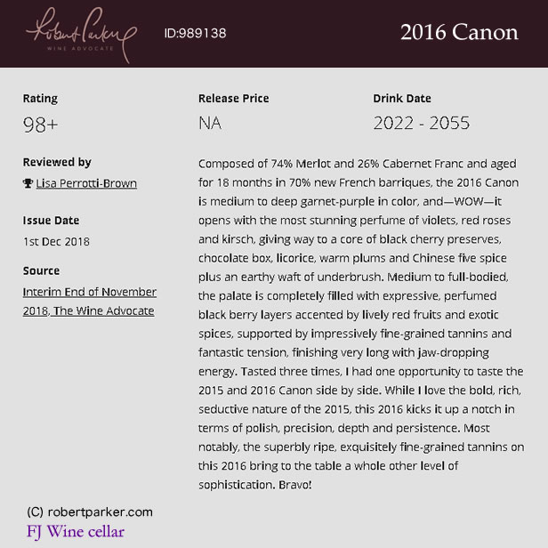 [2016] シャトー・カノン [Chateau Canon] フランス ボルドー サンテミリオン ワイン 赤ワイン fjwc-10000823 FJワインセラー サンプル画像2
