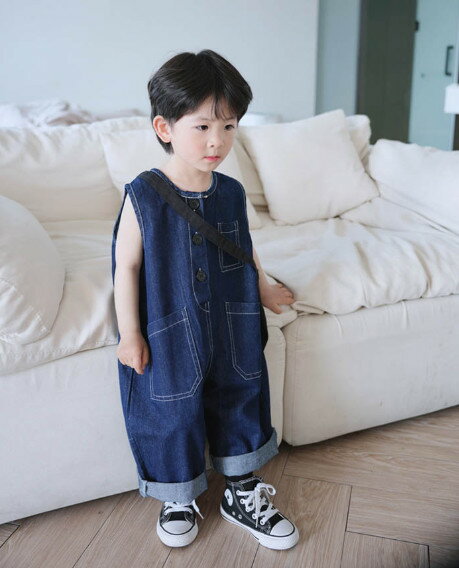 「＼50%OFFクーポンで3,108円／」デニムサロペット キッズ オールインワン デニム サロペット 男の子 女の子 ロングパンツ オーバーオール パンツ 子供服 ガールズ ボーイズ カジュアル ジュニア 春 夏 秋 韓国風 可愛い 子ども服 お出かけ