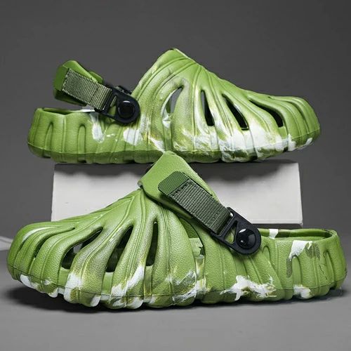 メンズ 靴 カモフラージュデザイン 厚底 サンダル スリッパ 男性用 ユニセックス 擬態 緑 カジュアル ..