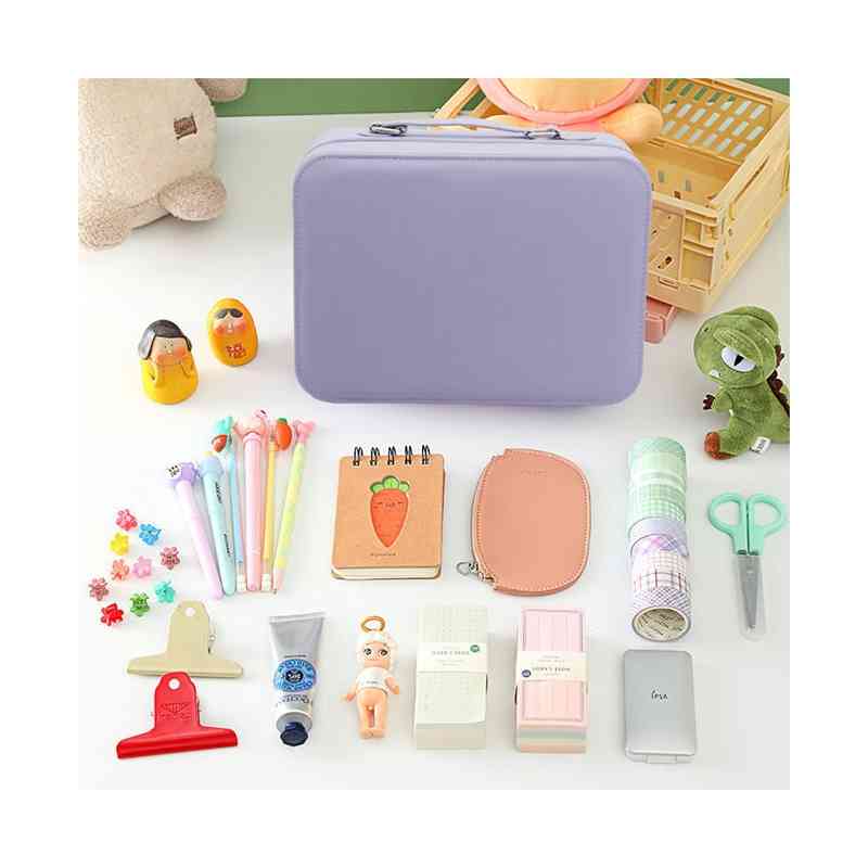 メイクボックス 化粧ボックス メイク入れ 化粧ポーチ コスメボックス 鏡付き トレイ付き コスメケース メイクポーチ コスメポーチ 手提げ コスメ収納 ブラシ収納付き メイク道具 化粧品 大容量 多機能 仕切り