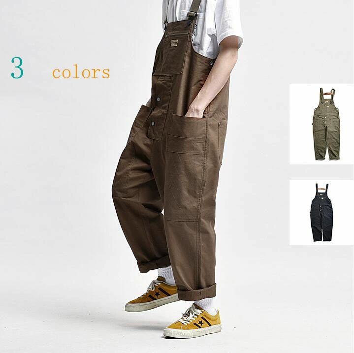 メンズ オーバーオール サロペット ミリタリー ワークパンツ 作業着 ゆったり カジュアル パンツ ズボ ..