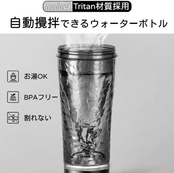 ライトショー 光る 直飲み USB充電 650ml プロテインシェイクミキサー Tritan製 BPAフリー 自動撹拌