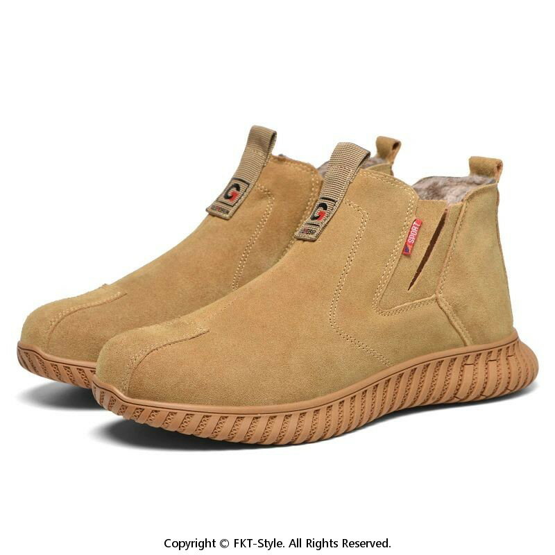 安全靴 ハイカット ブーツ 冬用 ボア付き 裏起毛 防寒 メンズ つま先保護 芯入り 作業靴 あったか おしゃれ 耐熱 防滑 踏み抜き防止 工事 建築 冬用ベルベット暖かい溶接靴、耐衝撃性と耐パンク性を備えた安全作業用保護靴