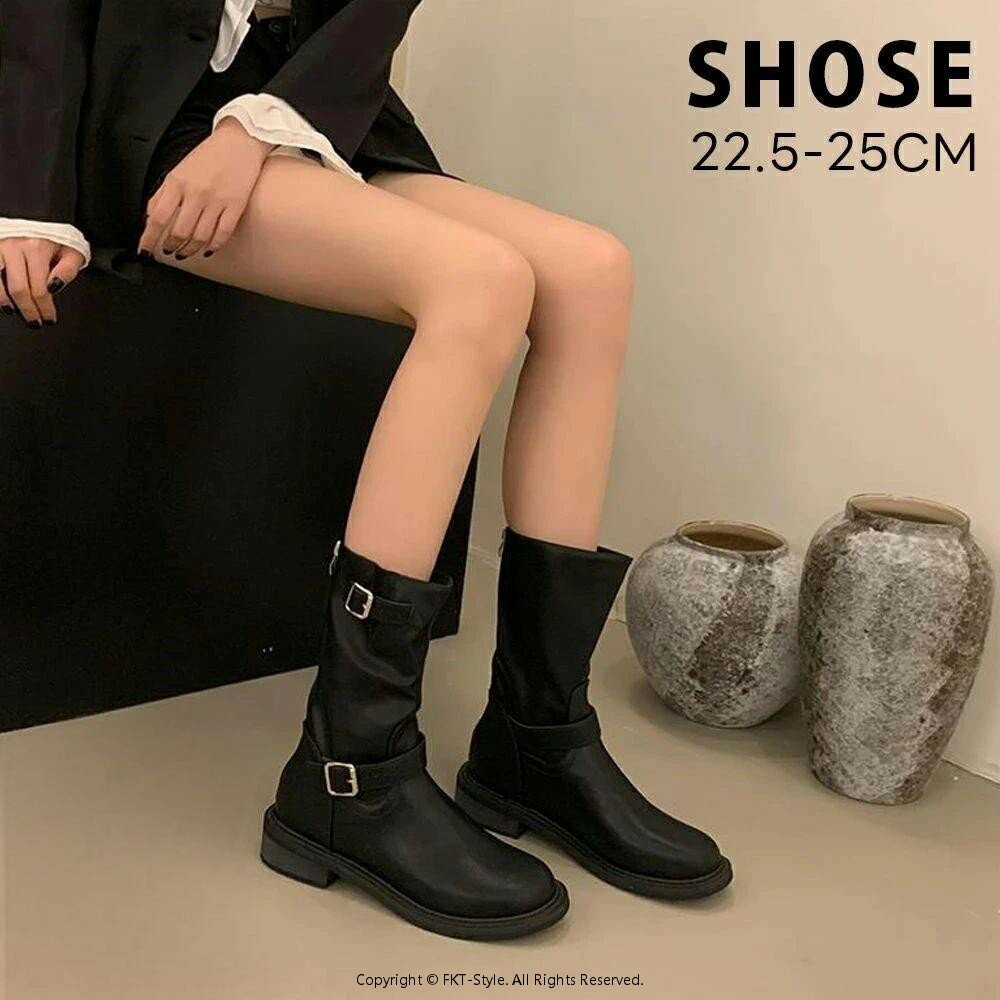 ブーツ レディース ショートブーツ ミドルブーツ ハーフブーツ ストレッチ ハーフ丈 4.5cmヒール レディース靴 ローヒール 太ヒール エンジニアブーツ 靴 ブーツ 秋 冬 美脚 疲れない 歩きやすい カジュアル 通勤 デート PUレザー 柔らかい 韓国 22.5cm-25cm