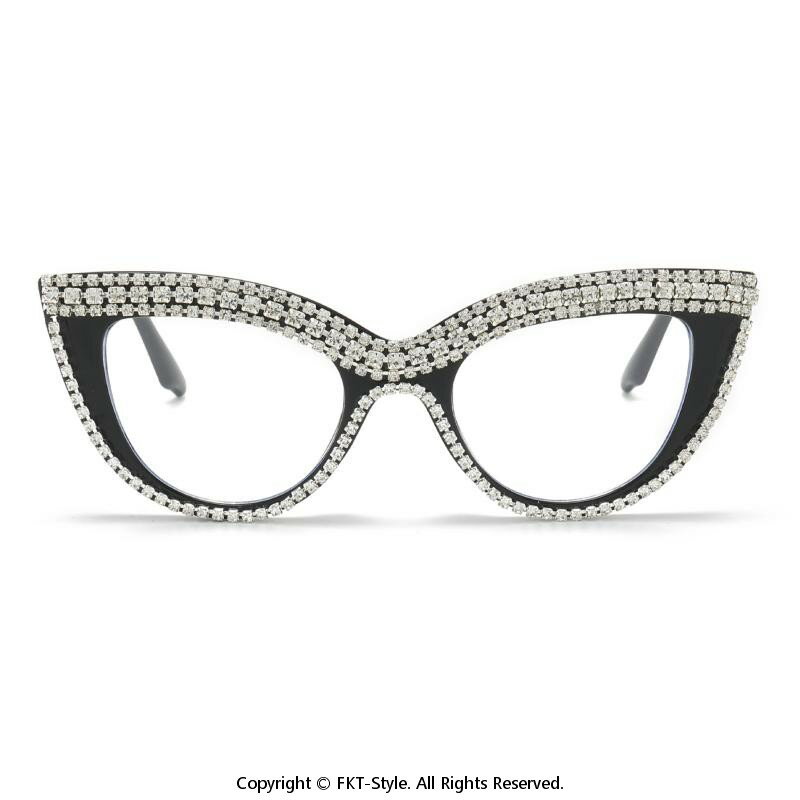 シニアグラス 男女兼用 軽量 PC素材 フルリム ラインストーン飾り チェーン付き キャットアイ レトロ シンプル おしゃれ リーディンググラス ブラック ブラウン