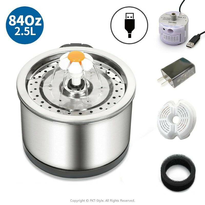 【SUS304】ペット自動給水器 犬 猫 水飲み器 2.5L容量 3種類給水モード 4重濾過 活性炭フィルター付き ..