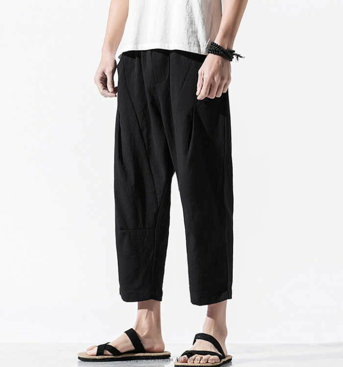 クロップドパンツ ワイドパンツ リネンパンツ メンズストレートパンツ カジュアルパンツ 薄手 麻混 七分丈パンツ チノパン 7分 ゆったりズボン 春夏ボトムス 無地 イージーパンツ 通気性 ジョガーパンツ 涼しい 大きいサイズ