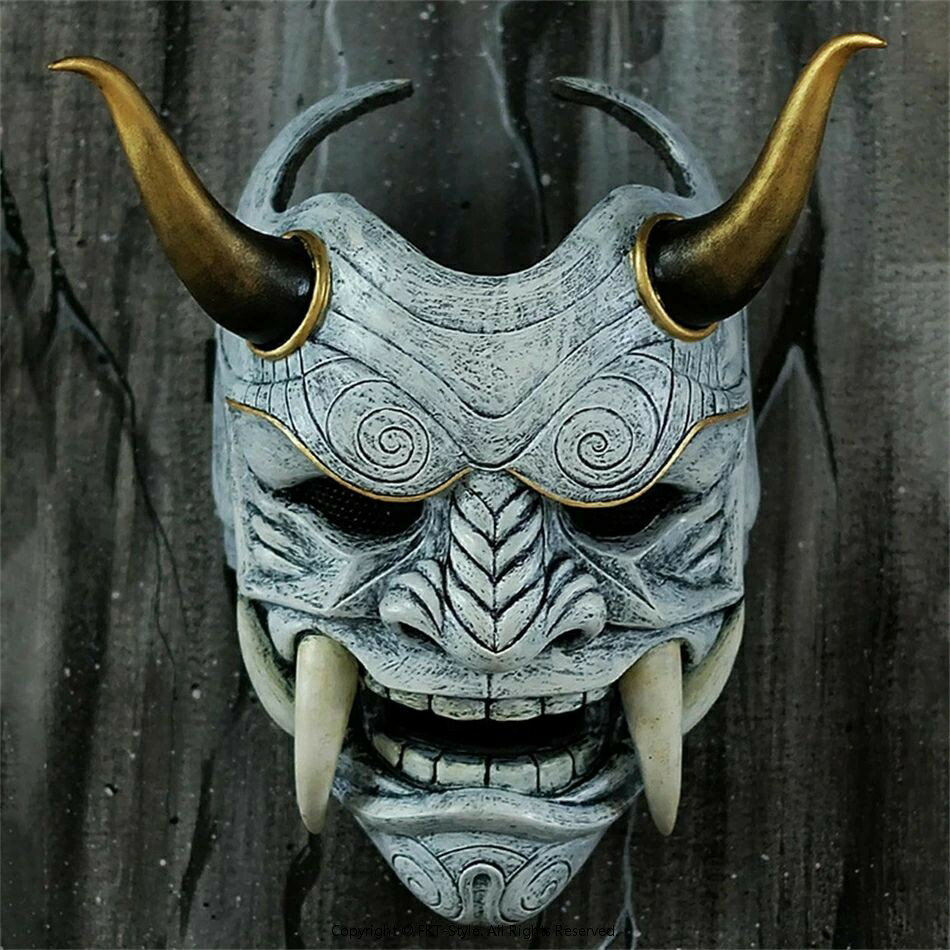 お面　能面　鬼　骨董　ビンテージ　魔除け　Japan w29004842a4dc_1.jpg