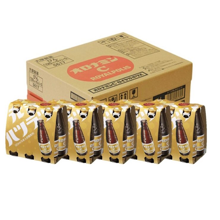 「オロナミンC ロイヤルポリス」は、ローヤルゼリーを配合した濃厚でコクのある味わいが特徴の栄養炭酸飲料です。 1本120mlの飲みきりサイズで、仕事・家事・学業で疲れた時のエネルギー補給に最適。 ローヤルゼリー・ビタミンなどの栄養成分をバラ...