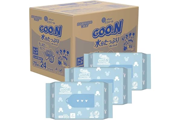 タップリッチ 【おしりふき 詰替用】グーン 水分たっぷりおしりふき 1680枚(70枚×24個) [ケース販売] (ディズニーデザイン) 【Amazon.co.jp限定】