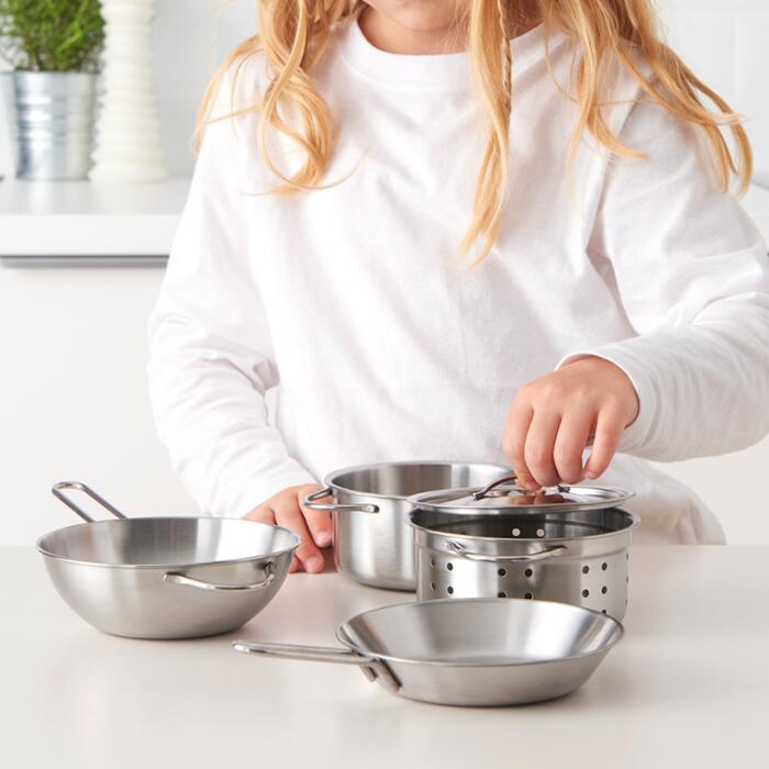 【IKEA/イケア】 ドゥクティグ おもちゃの調理器具5点セット ステンレスカラー