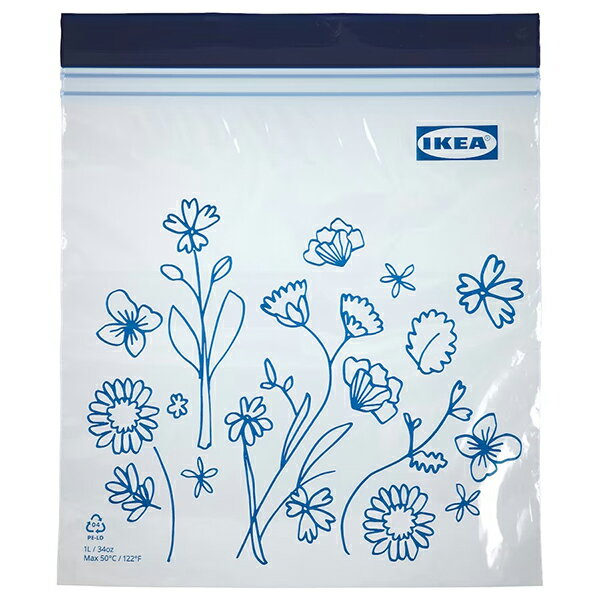【訳あり 箱なし】 IKEA イケア の大人気のかわいいジッパー袋 ISTAD イースタード フリーザーバッグ 模様入り /ブルー 1 l （ ジップロック )フリーザーバッグ ジップロック 食品 ロス フードロス 食品ロス ジッパーバッグ 袋 おしゃれ イヤホン入れ マスク入れ