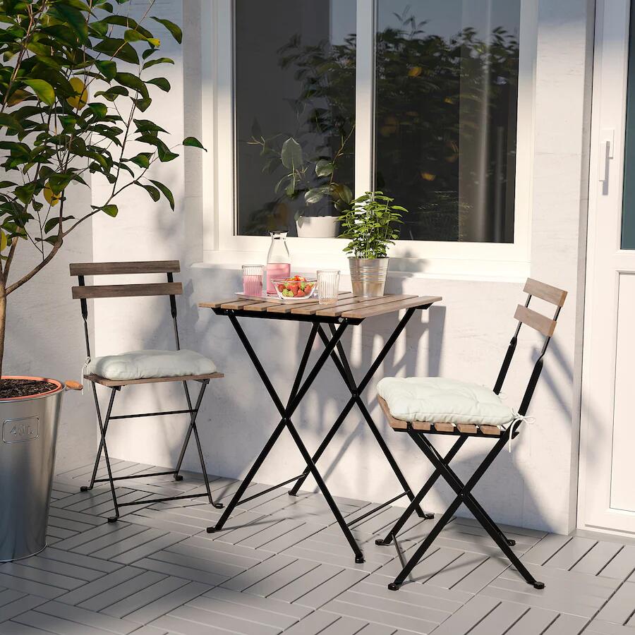 【IKEA/イケア】TARNOテルノー折りたたみガーデンテーブルチェアセット屋外用外用アカシア材/ブラック※クッション別売りガーデンチェアガーデンテーブルコンパクトシンプルかわいい